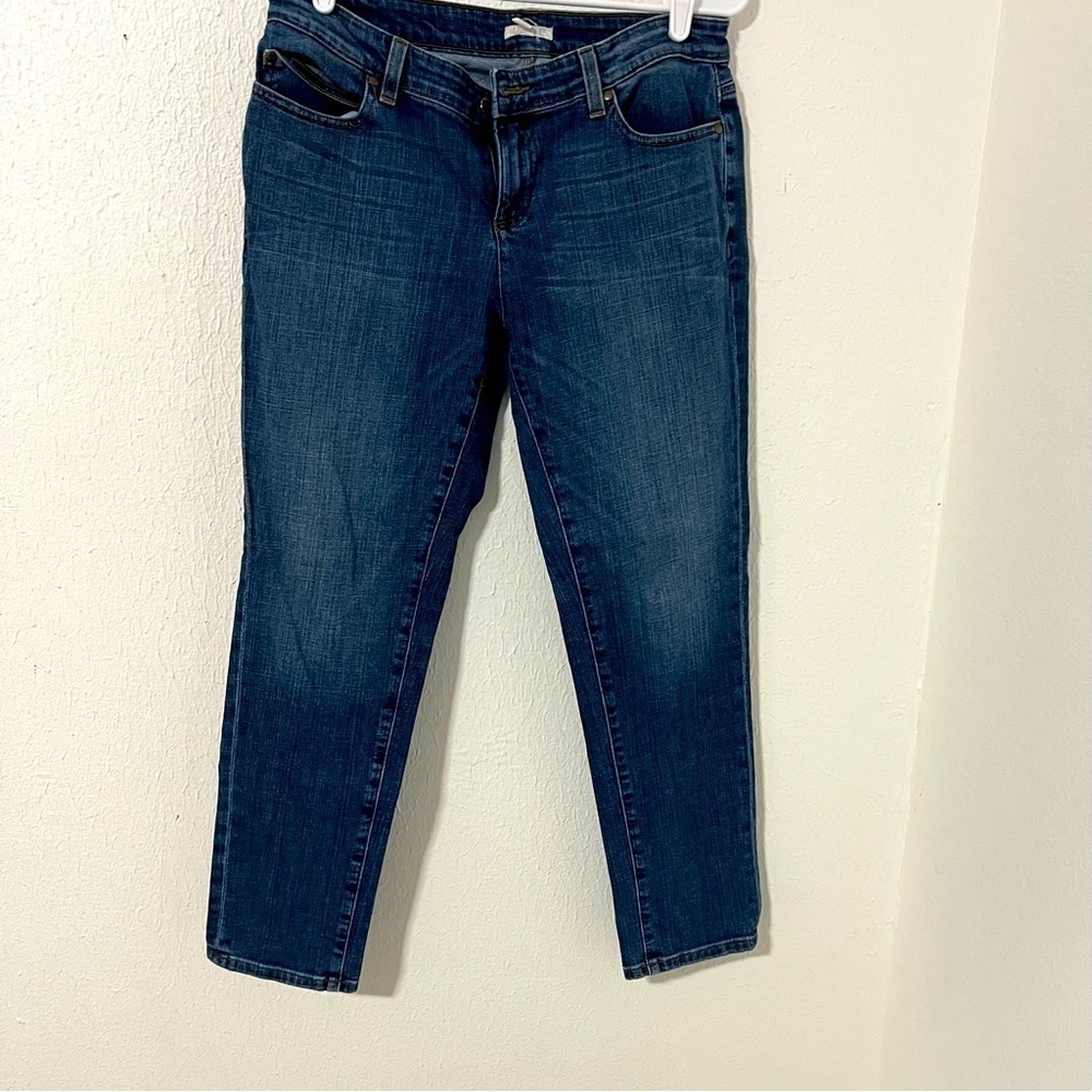 Eileen Fisher Women’ Straight Leg Jeans Cotton 8P Dark Wash Blue Business Casual